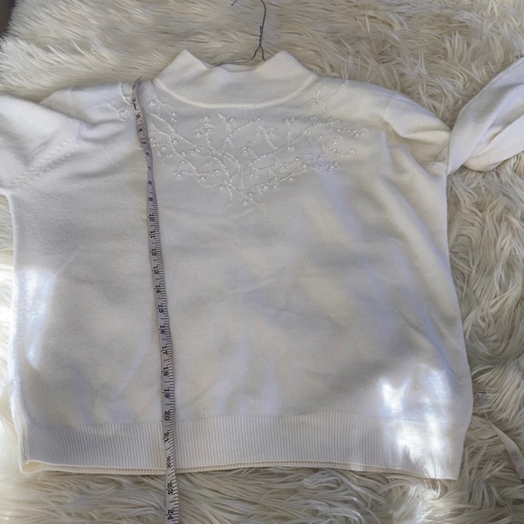 Dress barn white bedazzled Beaded embellished snow mock neck elegant sweater m - Picture 16 of 17